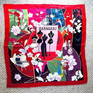 Women's Who's Baby 100% Silk Red Shanghai Scarf